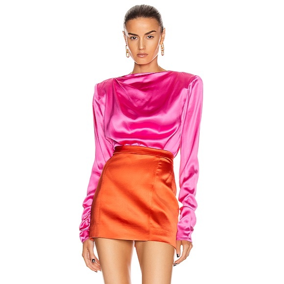 Gauge81 Tops - GAUGE81 Modena Satin Boat Neck Top Fuchsia Pink S